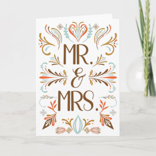 Carte Art populaire scandinave Automne couleurs Mariage