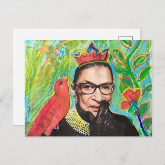 Carte Art Post RVB Ruth Gader Ginsburg et Bird (Devant / Derrière)