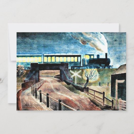 Carte Art ravilieux, Train Traversant le pont la nuit (Devant)