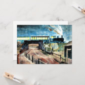 Carte Art ravilieux, Train Traversant le pont la nuit (Devant/Arrière en situation)