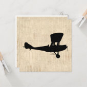 Carte Art Silhouette d'avion antique (Devant/Arrière en situation)