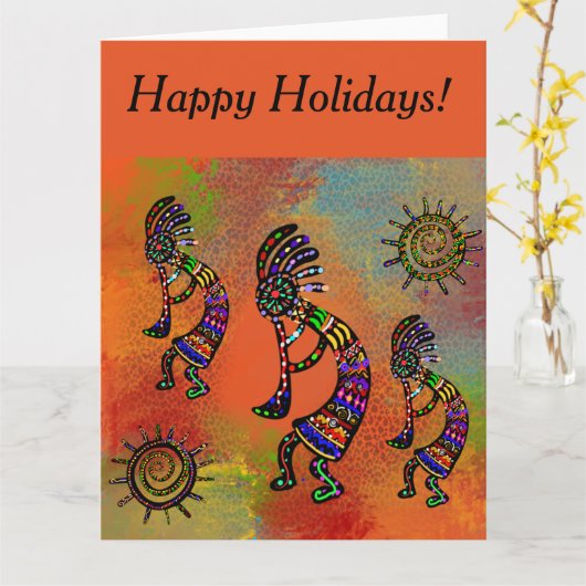 CARTE ART SOUTHWEST KOKOPELLI (Fleur jaune)