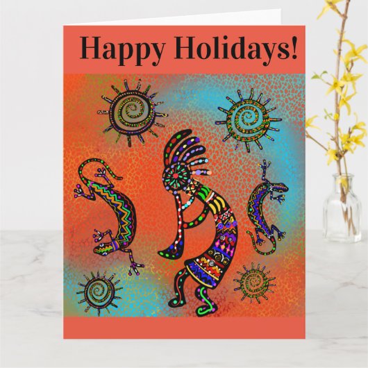 CARTE ART SOUTHWEST KOKOPELLI (Fleur jaune)