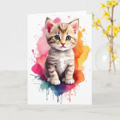 Carte Art Splash Aquarelle Chat Peinture Éclaboussure Vi (Fleur jaune)
