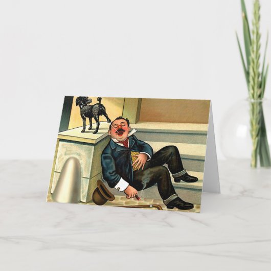 Carte Art vintage de chien de RÉVEIL GROSSIER (Devant)