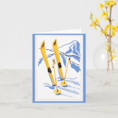 Carte Art vintage de ski (Fleur jaune)