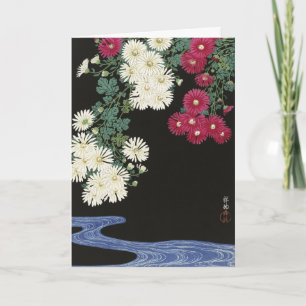 Carte Art vintage d'Ohara Koson représentant des chrysan