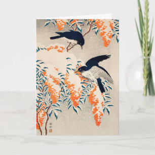 Carte Art Vintage Ohara Koson Oiseaux d'hiver japonais