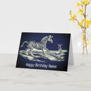 Carte Art vintage Zèbre Et Foie Nature Anniversaire
