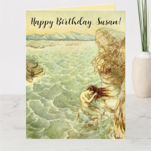 Carte Arthur Rackham Illustration Nymphe sur un rocher