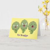 Carte Artichauts chantants mignons dessin animé végétal (Fleur jaune)