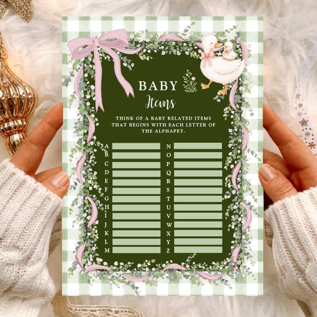 Carte Articles de bébé Silly Goose Vert Sauge Jeu de l'A (Créateur téléchargé)
