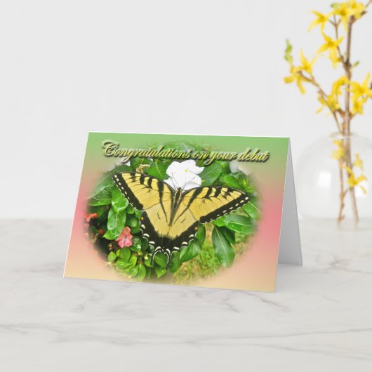 Carte Articles de papillon de machaon de début de (Fleur jaune)