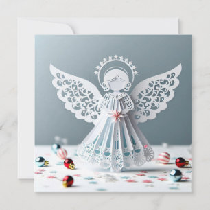Carte Artisanat de Noël ange en dentelle de papier