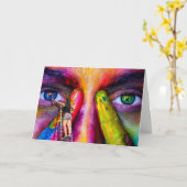 Carte Artiste créatif Peintre coloré Anniversaire (Fleur jaune)