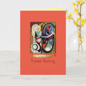 Carte Artiste de chat drôle (Fleur jaune)