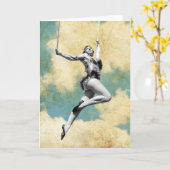 Carte Artiste de trapèze vintage volant haut (Fleur jaune)