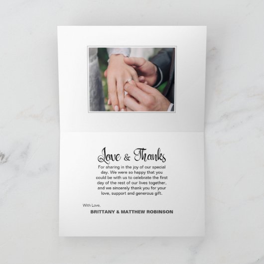 Carte Artiste manuscrit 2 Mariage photo Merci (Intérieur)