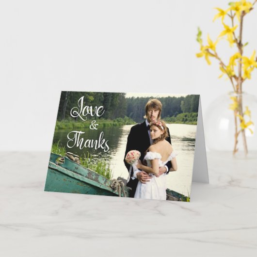 Carte Artiste manuscrit 2 Mariage photo Merci (Fleur jaune)