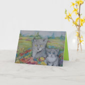 Carte Artistic birthday card with cats and text (Fleur jaune)