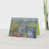 Carte Artistic birthday card with cats and text (Devant)