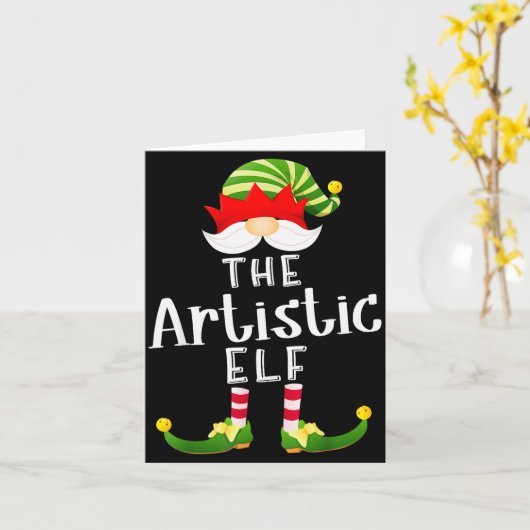 Carte Artistic Elf Group Christmas Funny Pajama Party (Fleur jaune)