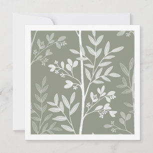 Carte artistique à rayures florales vert olive dél