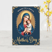 Carte artistique Azure Mère Enfant (Fleur jaune)
