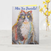 Carte artistique Chat Tuxedo Mignon Dessin Vous ma (Fleur jaune)