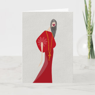 Carte artistique de mode femme style rouge écarlat