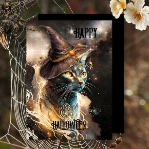 Carte artistique de vacances d'Halloween pour chat
