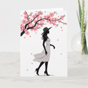 Carte artistique Femme Fleur Rose