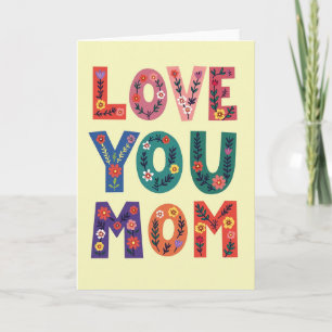 Carte artistique florale « Je t'aime maman »