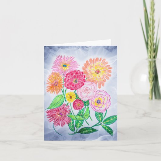 Carte artistique Jardin Fleur Zinnia (Devant)