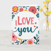 Carte artistique 'Je t'aime' (Fleur jaune)