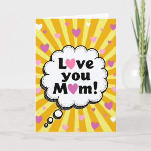 Carte artistique "Je t'aime maman coeurs"