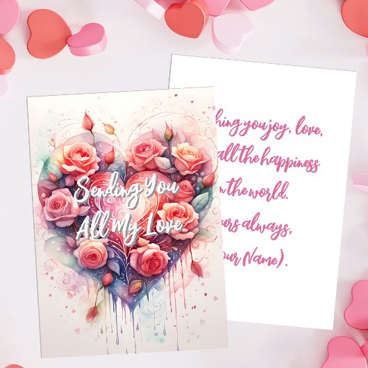 Carte Artistique Message Romantique et Fleuri de Tout Co