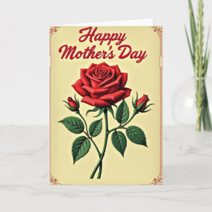 Carte artistique pour la fête des mères Rose rouge