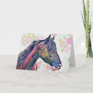 Carte artistique Vintage colorée Horse Art Note