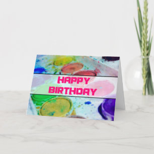 Carte Artists Watercolor Palette Joyeux anniversaire