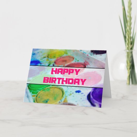 Carte Artists Watercolor Palette Joyeux anniversaire (Devant)