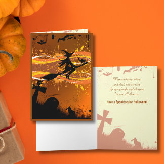 Carte Artsy, Cool Flying Witch Silhouette Halloween Card