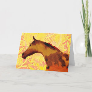 Carte Artsy Horse dans les tons or Art Note Card