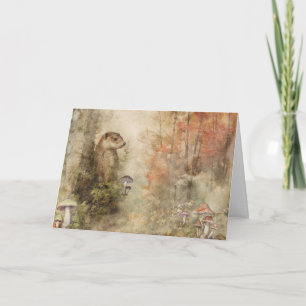 Carte Artsy Woodland Animaux de la faune Otter Salutatio