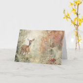 Carte Artsy Woodland Animaux Faune Deer Salutation (Fleur jaune)