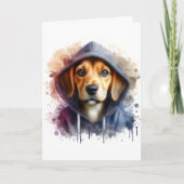 Carte Artwork d'aquarelle Chien Brown dans une plaque Sw (Devant)