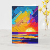 Carte Artwork moderne Abstrait Sunset Beach Blank (Fleur jaune)