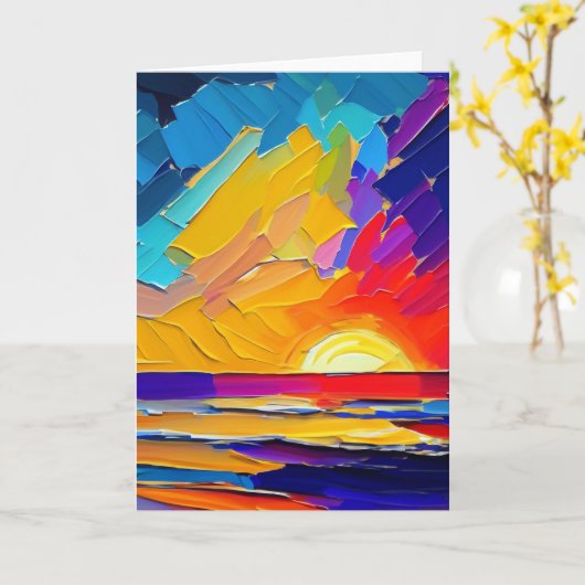 Carte Artwork moderne Abstrait Sunset Beach Blank (Fleur jaune)