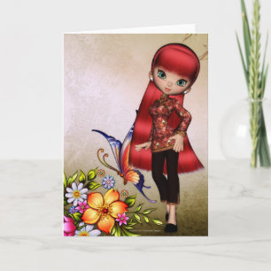 Carte Asiatique Fleurs magnifiques Blank Greeting Card 2