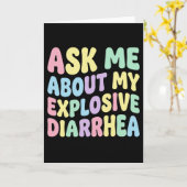 Carte Ask Me About My Explosive Diarrhea Funny Adult (Fleur jaune)
